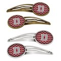 Carolines Treasures Letter D Chevron Crimson and Grey Barrettes Hair Clips, Set of 4, 4PK CJ1043-DHCS4